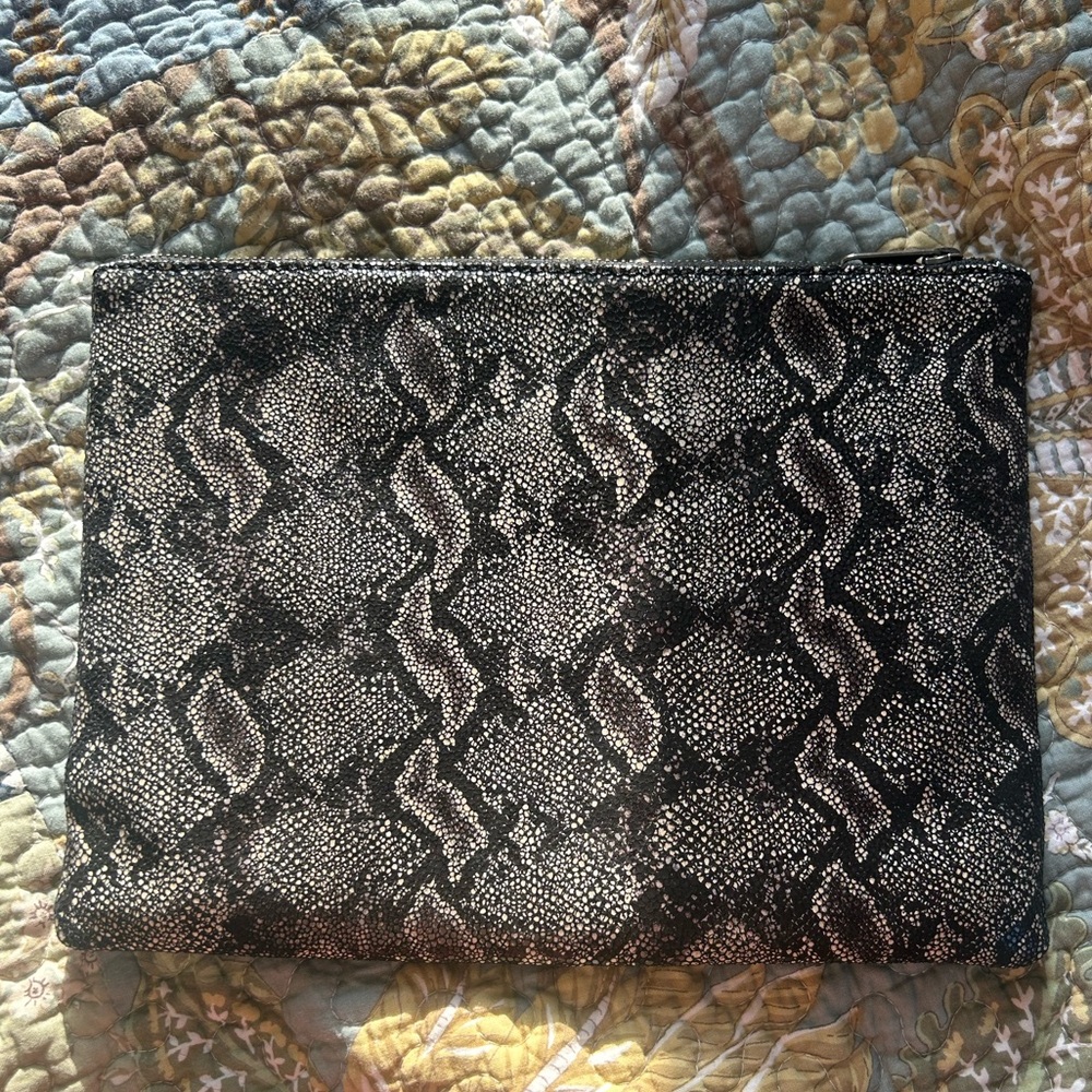Python Leather Envelope Clutch - image 1